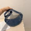 Large Capacity Pleated Denim Commuter Messenger Bag