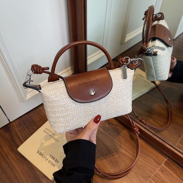 Rainbow Woven Straw Shoulder Bag Casual Crossbody Handbag
