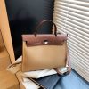 High-End Canvas Splicing Kelly Bag Large-Capacity Shoulder Bag
