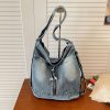 Large-Capacity Denim Backpack Daily Commuting Tote Bag