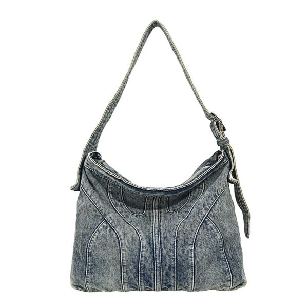 Retro Denim Croissant Messenger Bag Large Capacity Thickened Fabric