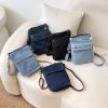 Personalized Washed Denim Messenger Bag