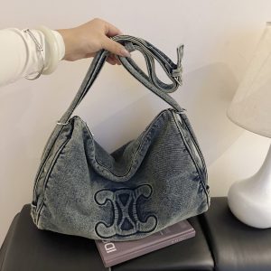 Retro Denim Shoulder Bag Small Fragrance Light Luxury Casual Messenger Bag