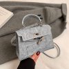 Premium Splicing Kelly Bag Women’s Lock Denim Shoulder Bag