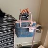 Denim Diamond Bucket Bag Commuter Vegetable Basket Handbag