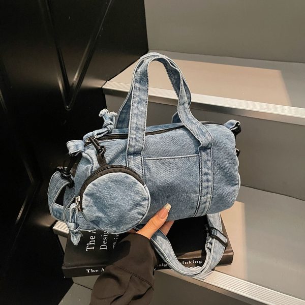 Retro Denim Messenger Bag for Women – Large Capacity Casual Shoulder Bag