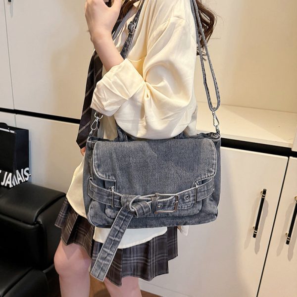 Retro Denim Tote Bag Casual Commuter Shoulder Messenger