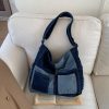 Retro Denim Shoulder Tote Bag Large Capacity Work Commuter