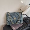 Denim Large Capacity Fragrant Wind Messenger Bag Diamond Chain Shoulder Bag