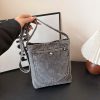 Large Capacity Retro Denim Messenger Bag for Commuting