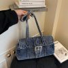 Retro Washed Denim Shoulder Bag – Large Capacity Commuter Bag