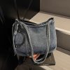 Miu Denim Dumpling Bag Large Capacity Shoulder Crossbody Retro Washed
