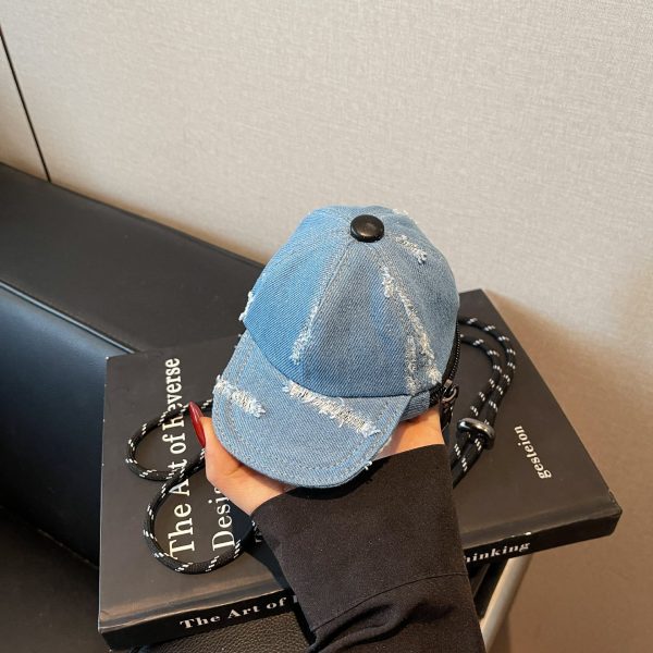 Denim Baseball Cap Messenger Bag with Earphones Storage