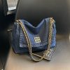 Versatile Denim Shoulder Bag Large Capacity Commuter Handbag