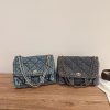 Denim Large Capacity Fragrant Wind Messenger Bag Diamond Chain Shoulder Bag