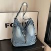 Large-Capacity Denim Backpack Daily Commuting Tote Bag