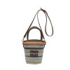 Striped Rainbow Straw Woven Bucket Bag Women Crossbody