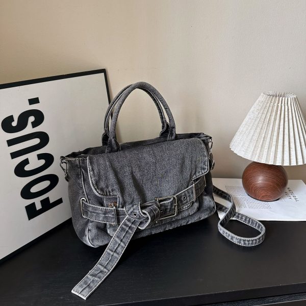 Retro Denim Tote Bag Casual Commuter Shoulder Messenger