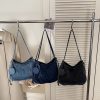 Miu Denim Dumpling Bag Large Capacity Shoulder Crossbody Retro Washed