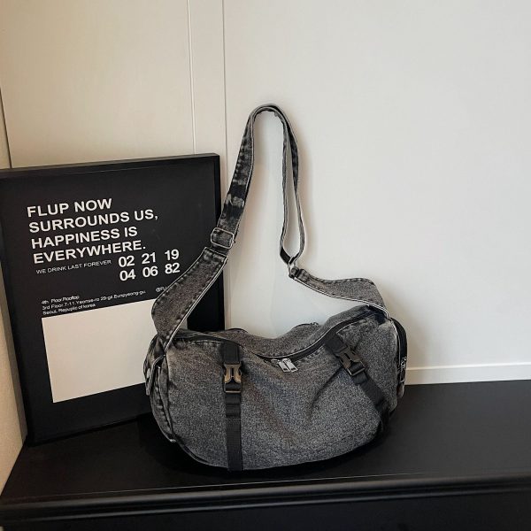Trend Street Denim Commuter Bag Large Capacity Outdoor Travel Fitness