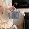 Rhombus Chain Box Bag Denim Shoulder Bag for Women