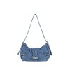 Retro Denim Shoulder Bag Women Lock Personality Splicing Handbag