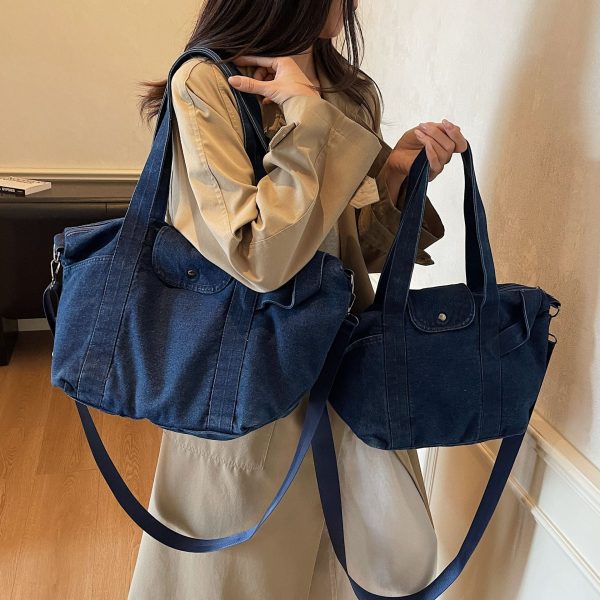 Trendy Large Capacity Denim Dragon Tote Bag for Women
