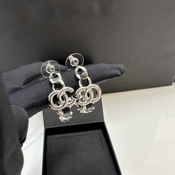 Premium Leather Stud Earrings for Grandma – Light Luxury Double C Design