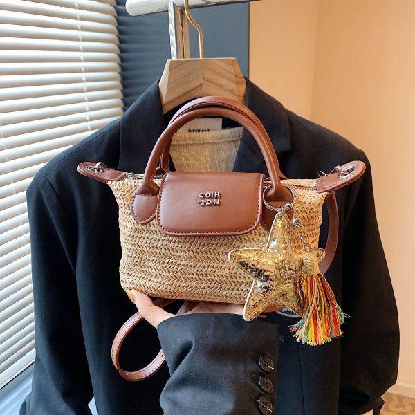 Light Luxury Rainbow Striped Woven Mini Shoulder Bag