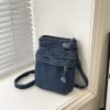 Personalized Washed Denim Messenger Bag