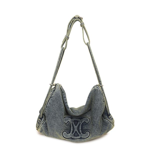 Retro Denim Shoulder Bag Small Fragrance Light Luxury Casual Messenger Bag