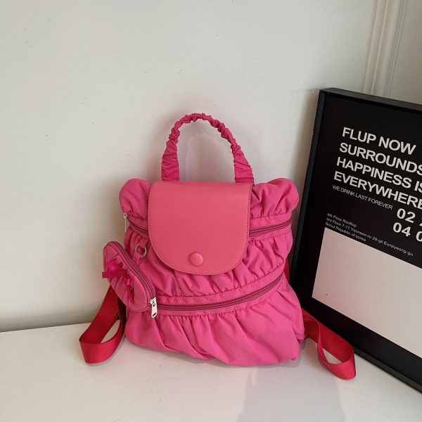 College Dragon Backpack Women Trendy Pleated Nylon Bag