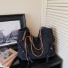 Retro Denim Commuter Shoulder Bag Large Capacity Light Able Tote
