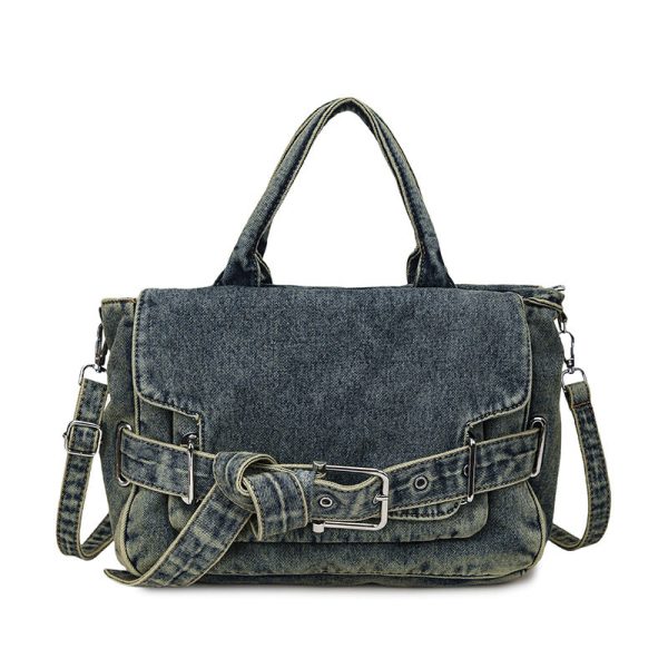 Retro Denim Tote Bag Casual Commuter Shoulder Messenger