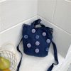 Polka Dot Denim Messenger Bag for Commuting
