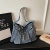Large Capacity Denim Messenger Bag for Commuting