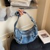 Matin Kim Denim Messenger Bag Retro Wash Crescent Shoulder Bag Women