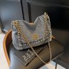 Versatile Denim Shoulder Bag Large Capacity Commuter Handbag