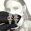 Premium Leather Stud Earrings for Grandma – Light Luxury Double C Design