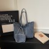 Retro Denim Commuter Tote Bag Large Capacity Shoulder Bag