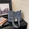 Retro Denim Shoulder Bag Large Capacity Commuter Messenger Bag