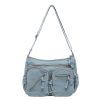 Trend Sense Denim Shoulder Bag Large Capacity Multi-Pocket Student Travel Messenger Bag