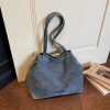 Retro Denim Drawstring Shoulder Bag for Commuting
