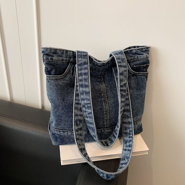 Retro Denim Shoulder Bag Large Capacity Literary Casual Versatile Commuting Tote