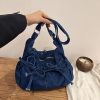 Bow Denim Messenger Bag Lightweight Commuter Shoulder Bag