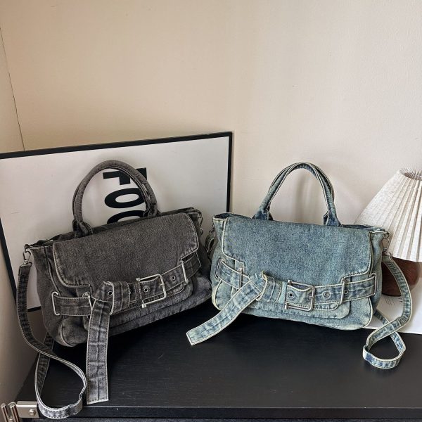 Retro Denim Tote Bag Casual Commuter Shoulder Messenger
