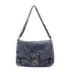 Retro Denim Shoulder Bag Large Capacity Commuter Messenger Bag