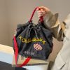 Ese Denim Embroidered Ballchain Tote Bag Large Capacity Shoulder Bag
