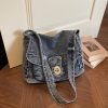 Retro Denim Shoulder Bag Large Capacity Commuter Messenger Bag