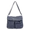Retro Denim Messenger Bag Street Trend Casual Large Capacity Commuter Shoulder Bag